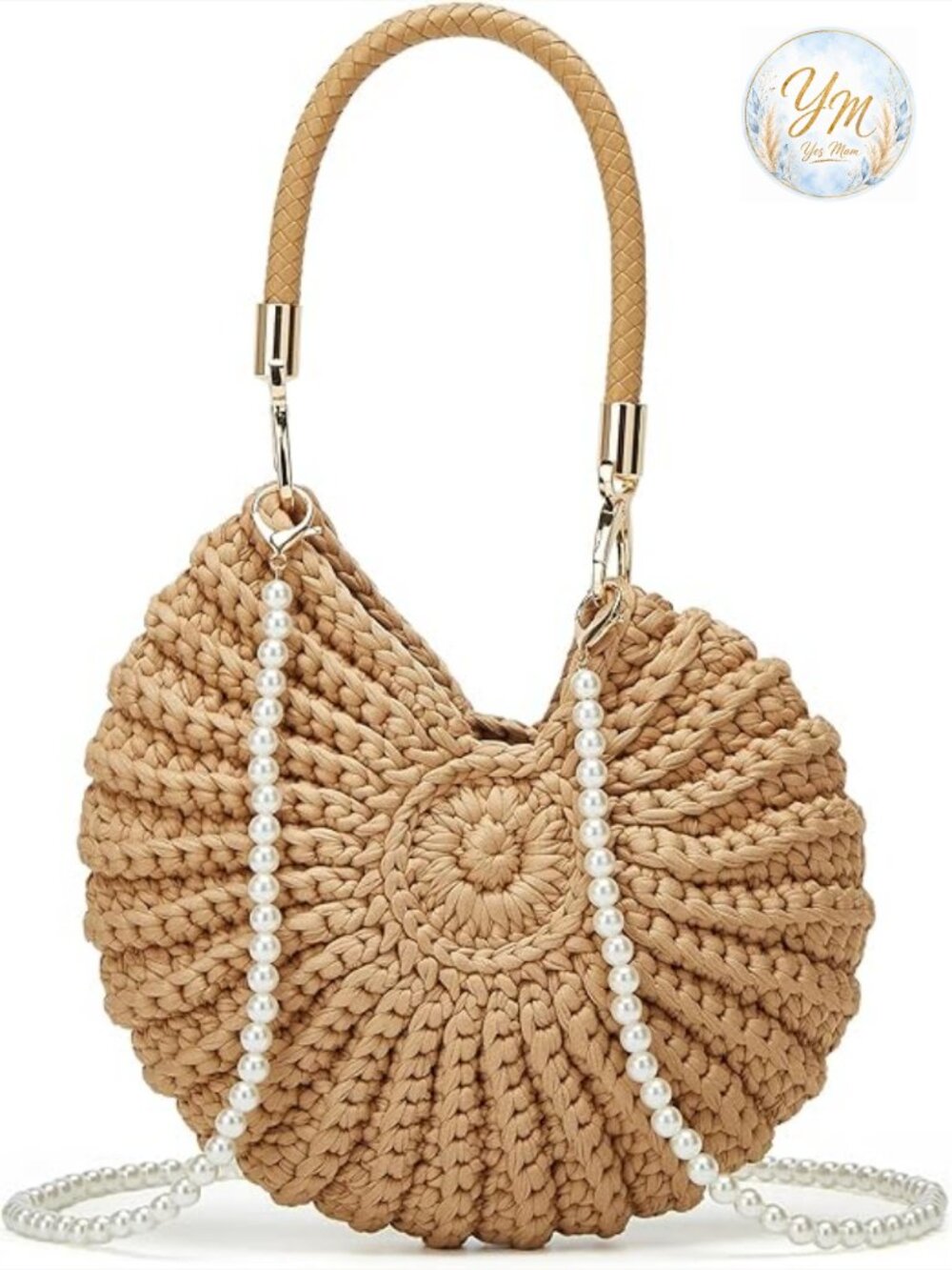 Handmade Crochet Seashell Tote Bag Boho Shell Crossbody Shoulder Bag Summer